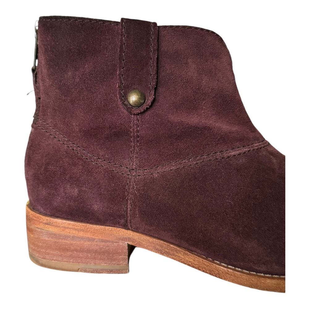 Johnston & Murphy Stephanie Maroon Suede Stitched Bootie heel zipper size 9 - Picture 8 of 15